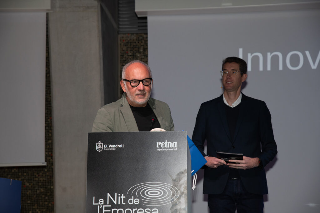 A moment of gratitude. Taking the stage at the Tabaris Building to accept the 2025 Business Innovation Award.